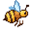 Animated pixel-art bee sprite from SpritePilot's free Creatures pack