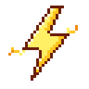 Animated pixel-art lightning bolt sprite from SpritePilot's free Pickups pack